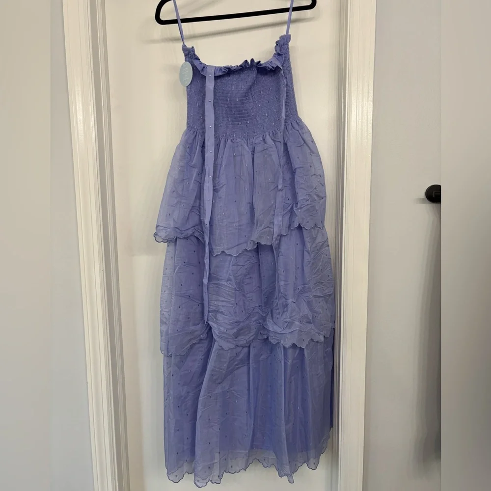 Smocked Tie-Shoulder Tiered Maxi Dress - Lavender - Picture 2 of 4